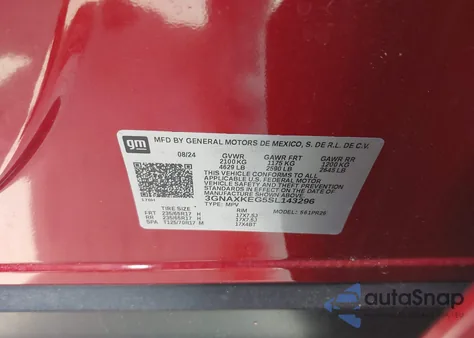 2025 Chevrolet Equinox Fwd Activ из США, поврежденный, VIN 3GNAXKEG5SL143296